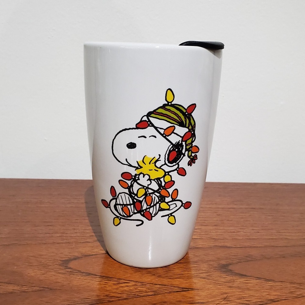 Stoneware Modern Gourmet Foods Peanuts Snoopy Christmas‎ Lights Ceramic Tumbler